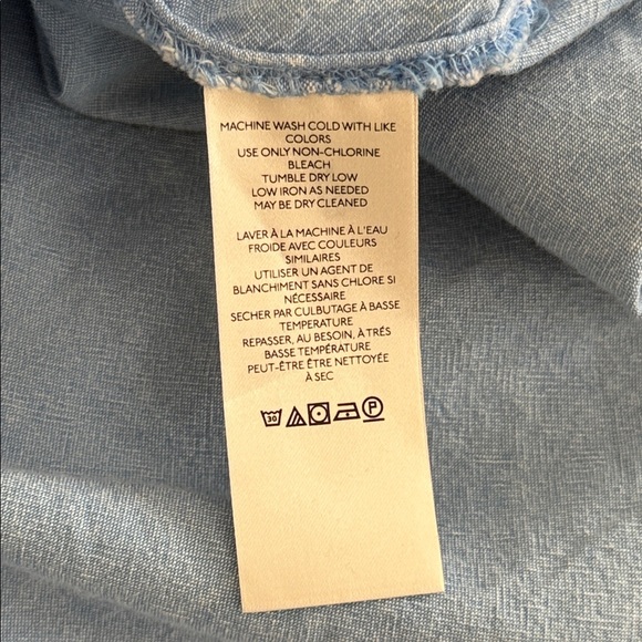 We The Free Washed Denim Side Tie Chambray Button Down Blouse - Picture 9 of 10